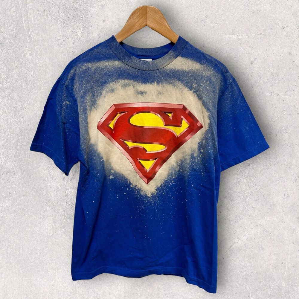 Vintage 1999 Superman Men's Graphic T Shirt Blue Size Medium‎